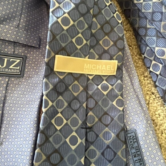 Michael Kors Mens Silk Neckties Blue Gold Striped Classic Modern Rep Lot 4x - Picture 9 of 11